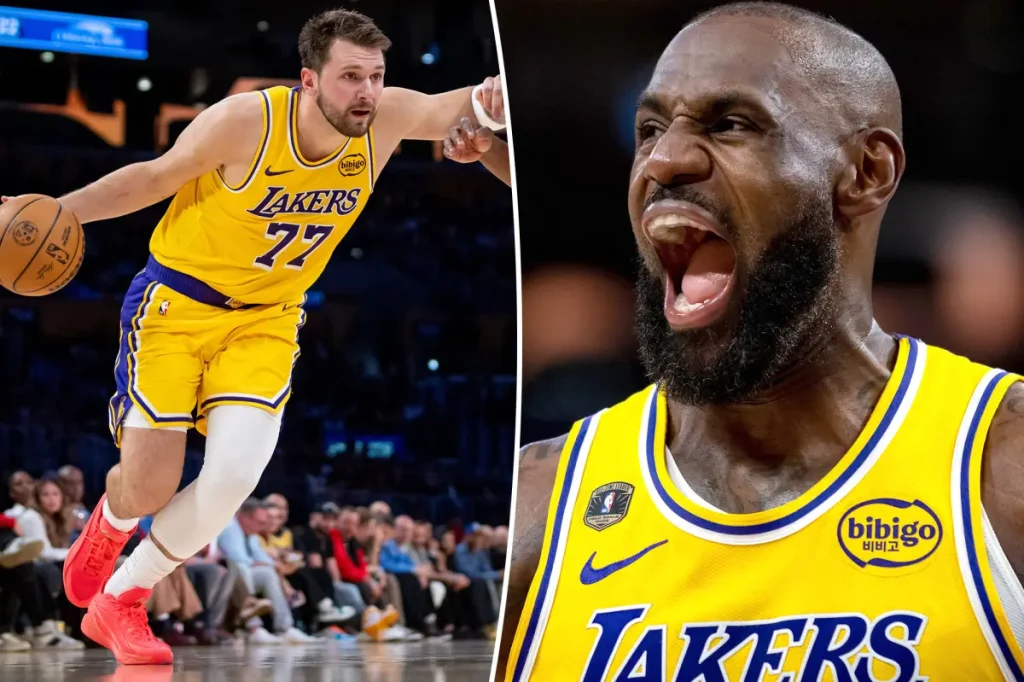 Luka Doncic and LeBron James featured in Lakers Girl Dad Night