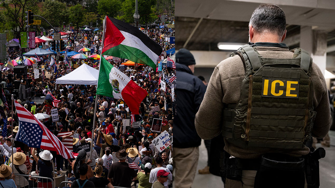 Masked protester urges participants to 'kill' ICE agents during demonstration in Los Angeles