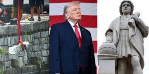 "Monuments are important": Christopher Columbus statue remains upright despite efforts to bring it down.