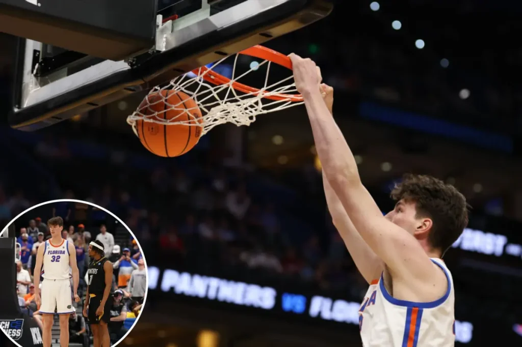 Olivier Rioux, the 7-foot-9 standout from Florida, sets a record in March Madness