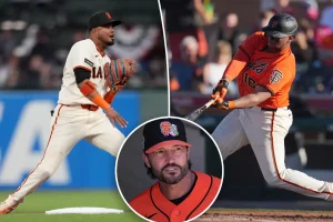 Rafael Devers of the Giants has not played at first base. Here’s the reason.