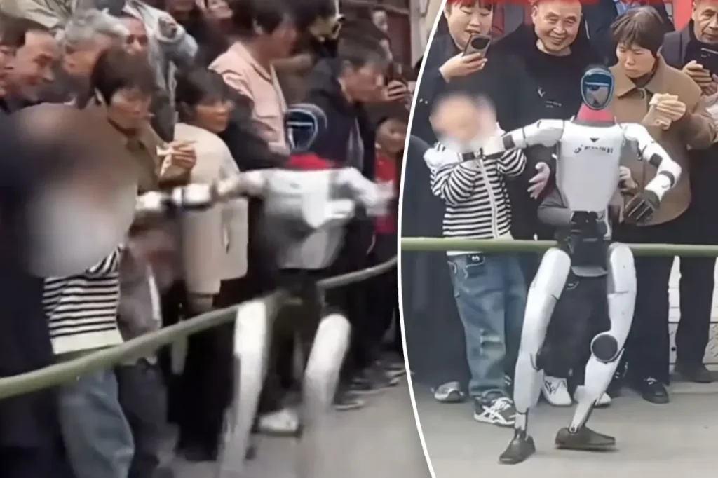 Robot accidentally hits child during dance demonstration gone wrong