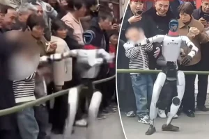 Robot accidentally hits child during dance demonstration gone wrong