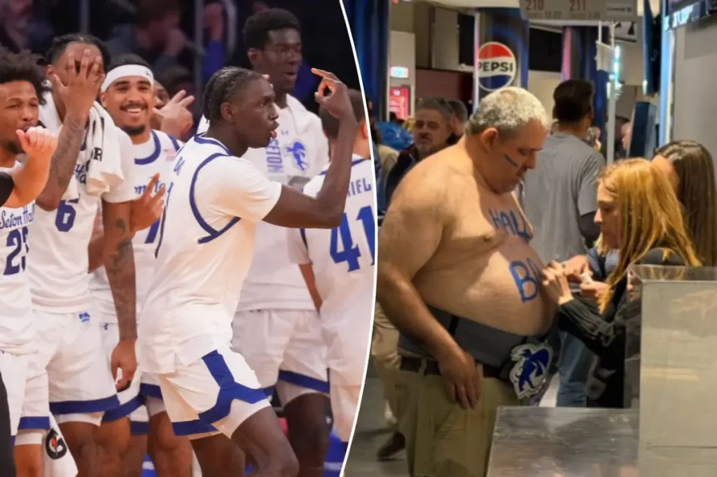 Shirtless Seton Hall supporter gains attention during Big East Tournament