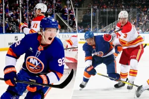 Simon Holmstrom and Brayden Schenn’s choice proves successful for the Islanders.