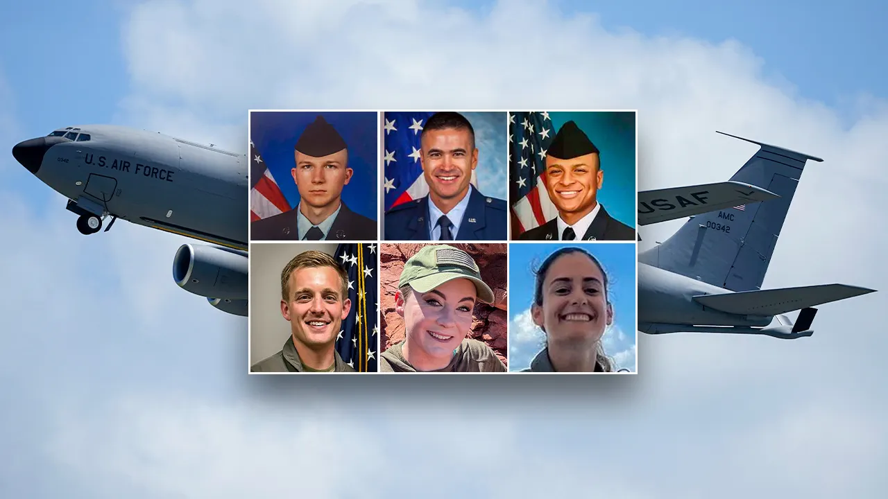 Six US airmen who died in KC-135 tanker crash in Iraq have been identified by the Pentagon.