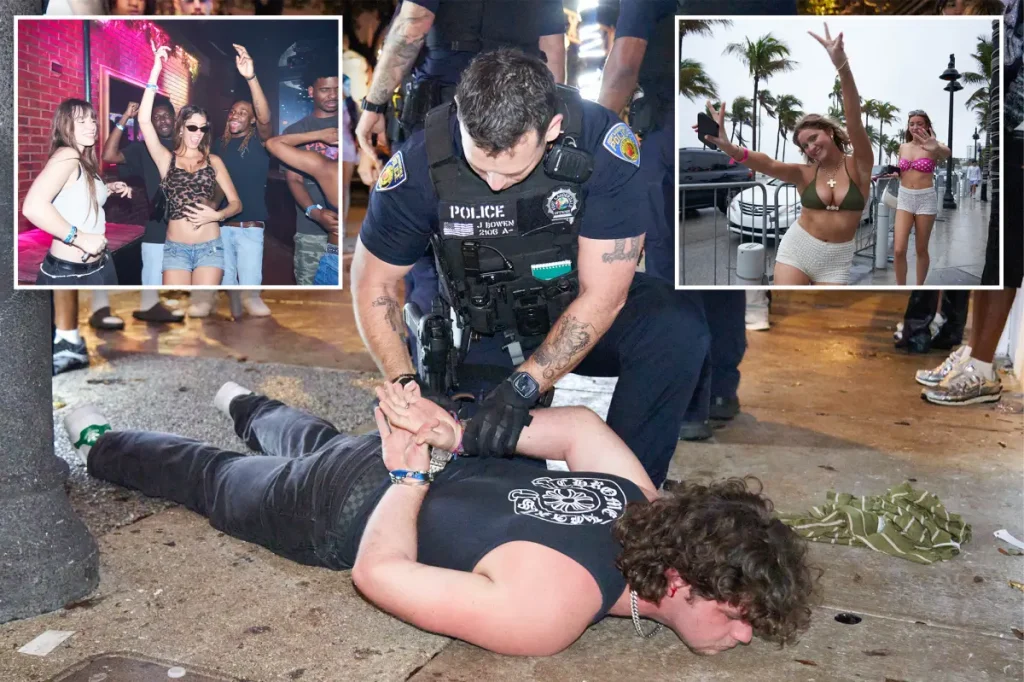 Spring breaker in Florida taken down and handcuffed as officials enforce rules against underage partying