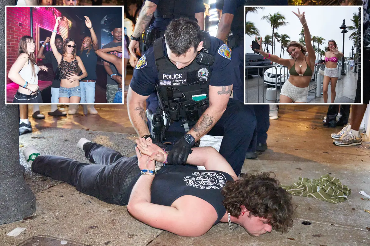 Spring breaker in Florida taken down and handcuffed as officials enforce rules against underage partying