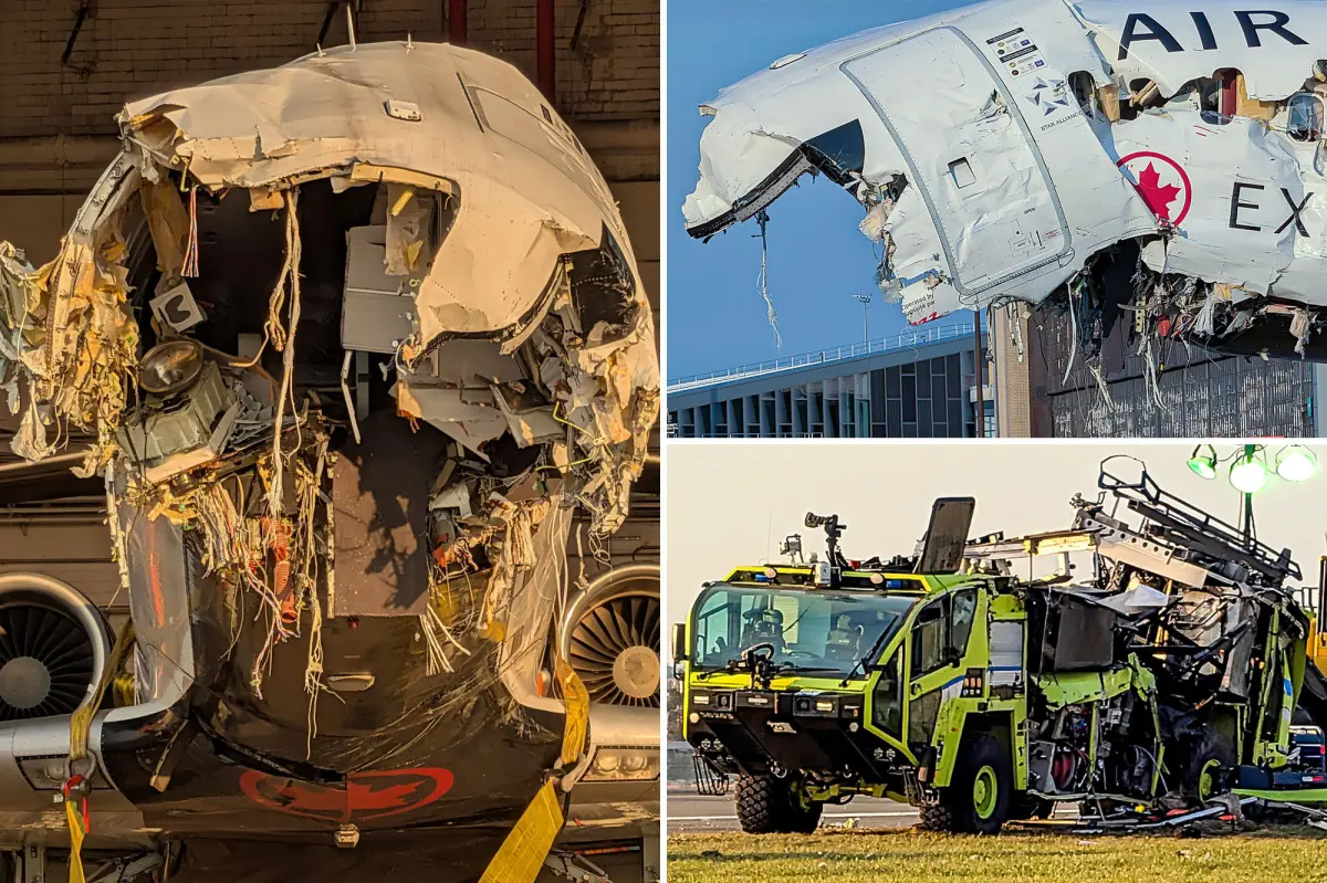 Stunning close-up photos reveal severe damage to Air Canada aircraft following the fatal LaGuardia accident