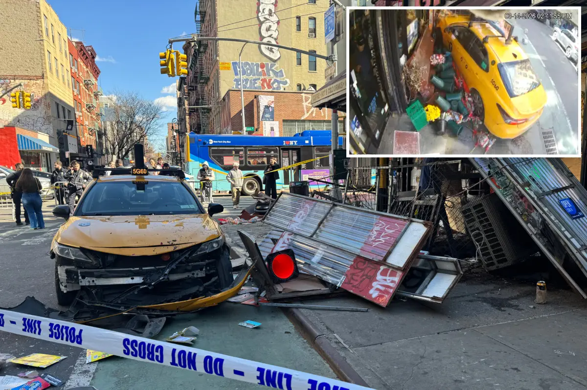 Taxi driver who struck two women on a New York City sidewalk has had their license suspended, officials say.