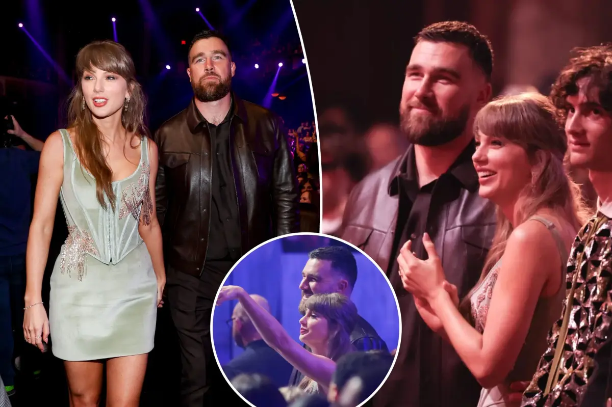 Taylor Swift and Travis Kelce enjoy the iHeart Awards show