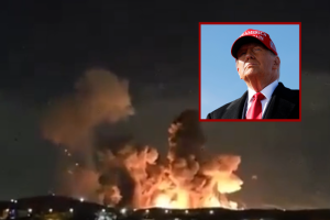 Trump shares video of 2,000-pound 'bunker buster' bombs striking Iranian ammo facility