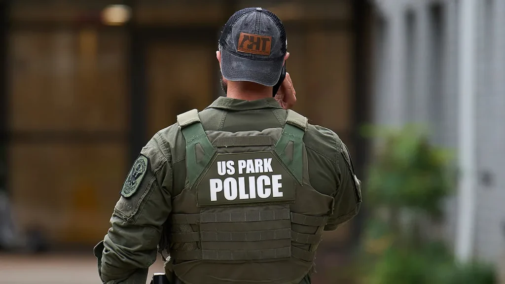 Two people taken into custody after a U.S. Park Police officer was shot in Washington, DC