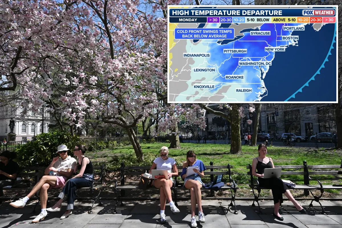A cold front will arrive after record warmth hits the East Coast next week.