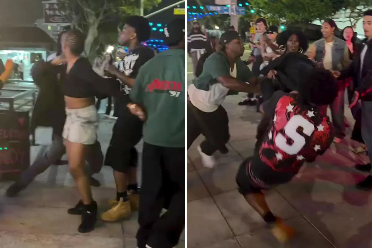 A street fight occurs in the Rainbow District of West Hollywood.