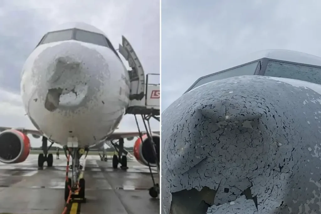 Alarming images reveal significant damage to aircraft hit by hailstorm: 'Considerable risks'