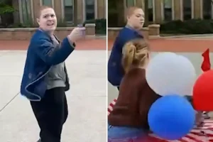 Angry Ohio student insults Turning Point USA members, referring to them as 'neck gushers' in apparent mockery of Charlie Kirk: video