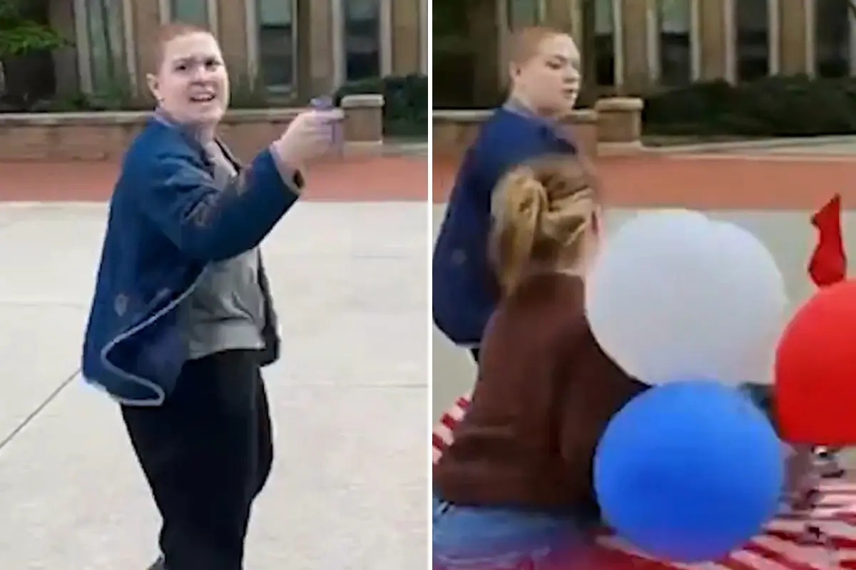 Angry Ohio student insults Turning Point USA members, referring to them as 'neck gushers' in apparent mockery of Charlie Kirk: video