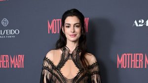 Anne Hathaway impresses in a dark gown at the London premiere of 'Mother Mary'