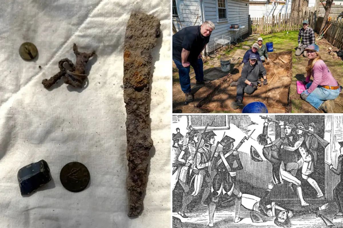 Artifacts from the Revolutionary War found at the location of a notorious colonial American theft