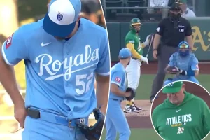 A's batting coach removed from game after Michael Wacha's broken chain leads to confusion