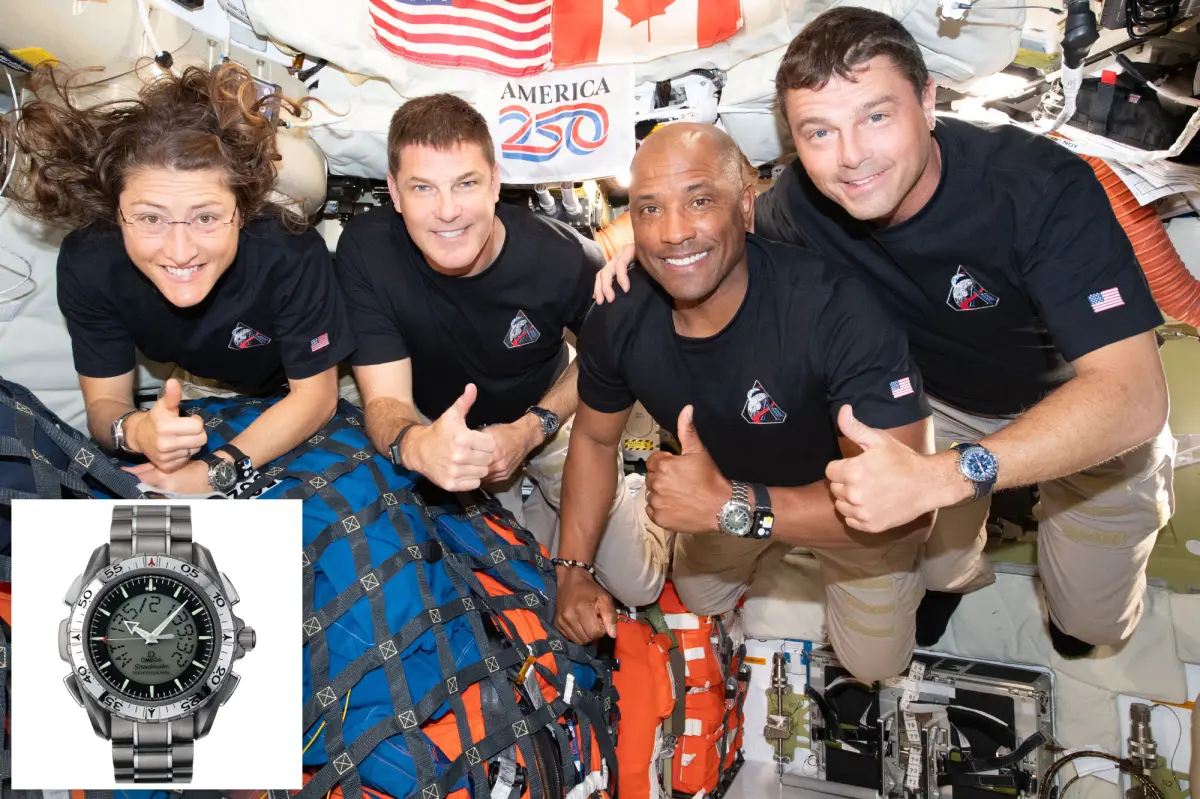 Astronauts on Artemis II wore Omega watches during their lunar mission, with one wearing a vintage NASA emblem.