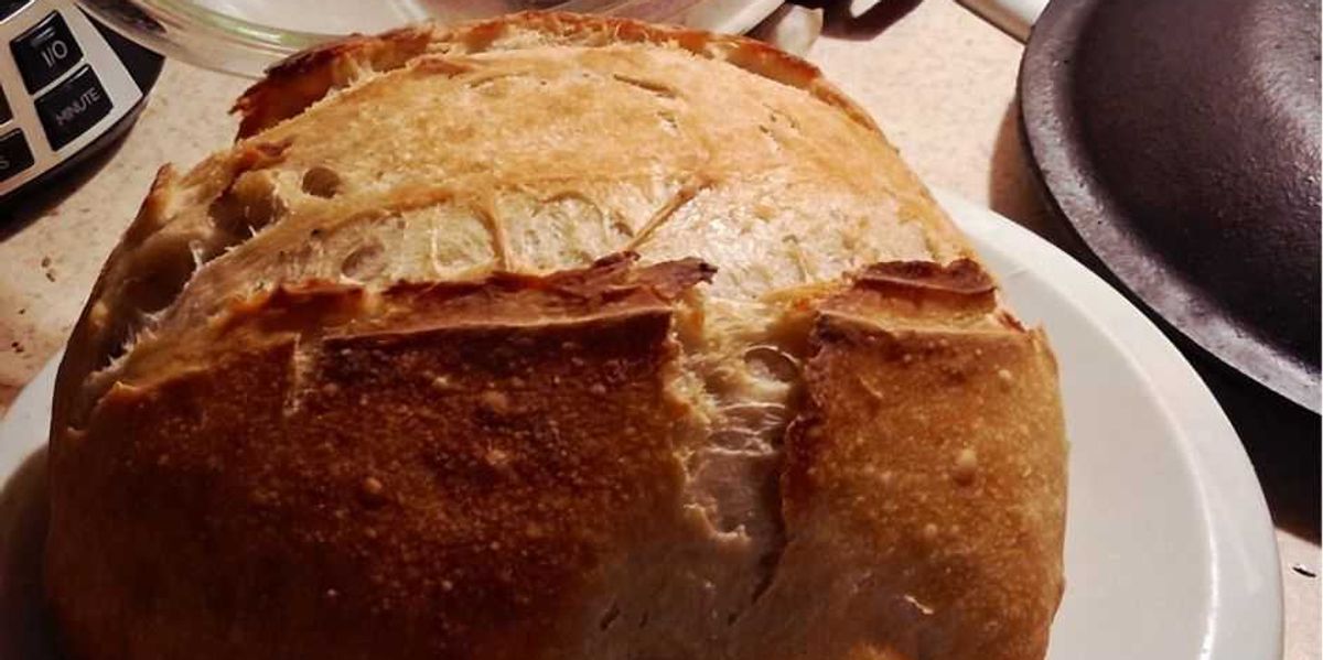 Baking your own bread without tools, instructions, or kneading needed.