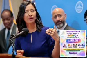 Boston Mayor Michelle Wu separates herself from the 'wellness perks' initiative for LGBTQ migrants.