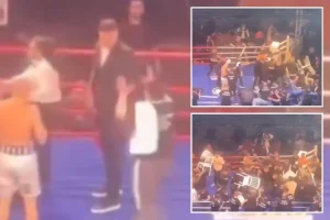 Boxer assaulted by crowd with chairs in disorderly incident following victory