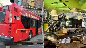 Bus accident in DC leaves three hospitalized after striking a restaurant