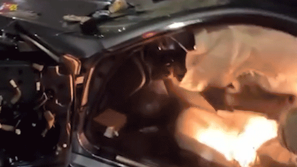 Car bursts into flames during reported street takeover on Chicago's South Side