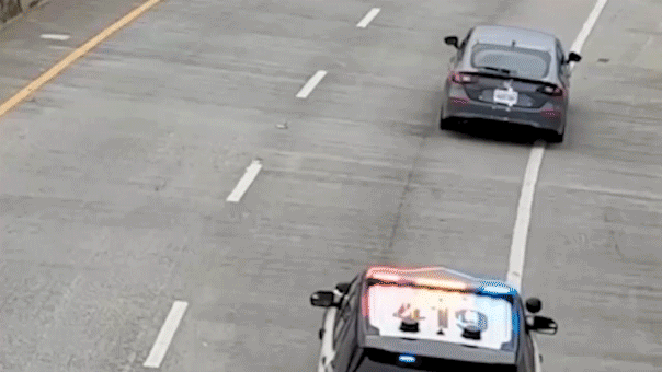 Car theft suspect hangs from Bay Bridge to escape, according to police.