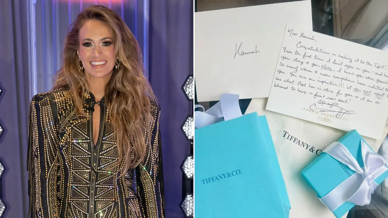 Carrie Underwood gives jewelry to 'American Idol' contestant Tiffany.