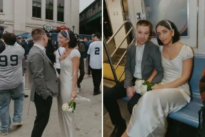 Couple ties the knot at City Hall and heads directly to Yankees Opening Day