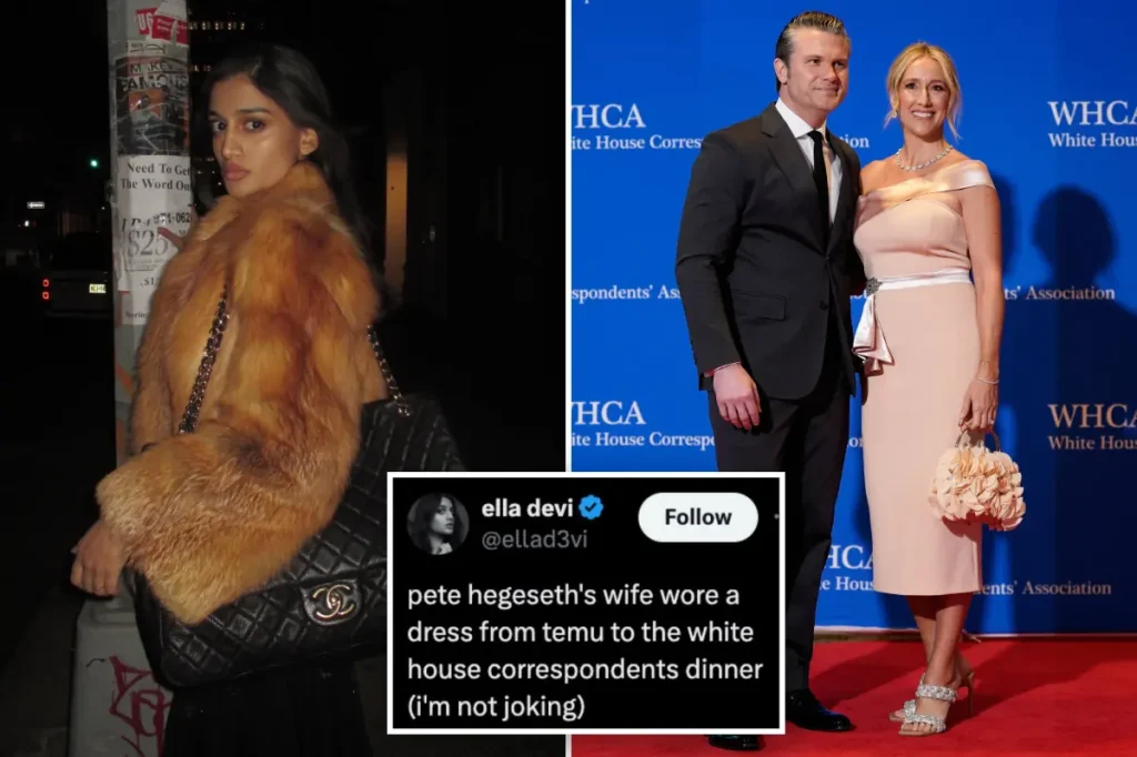 Criticized 'socialist socialite' troll for mocking Pete Hegseth's wife's dress at the White House Correspondents' Dinner