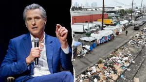 Democrats rate Newsom a B on homelessness while Republicans mark him with an F.