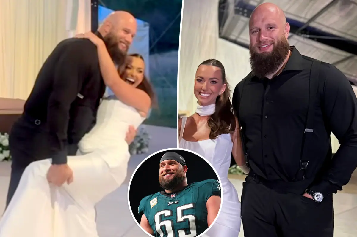 Eagles player Lane Johnson weds his partner Kelsey Homer