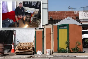Exploring LA's homeless community where small homes with TVs are sold illegally for $100