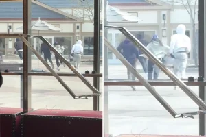 Four robbers take $30K worth of Gucci handbags in a daytime break-in at Woodbury Commons in NY.