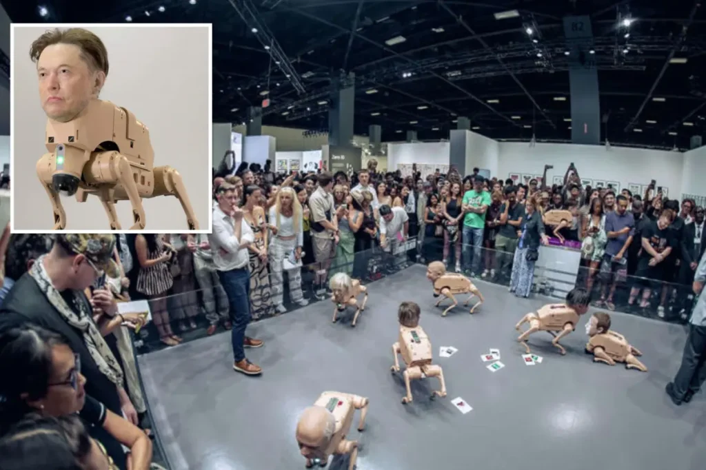 Frightening Elon Musk robot showcased at San Francisco art center