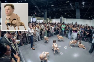 Frightening Elon Musk robot showcased at San Francisco art center