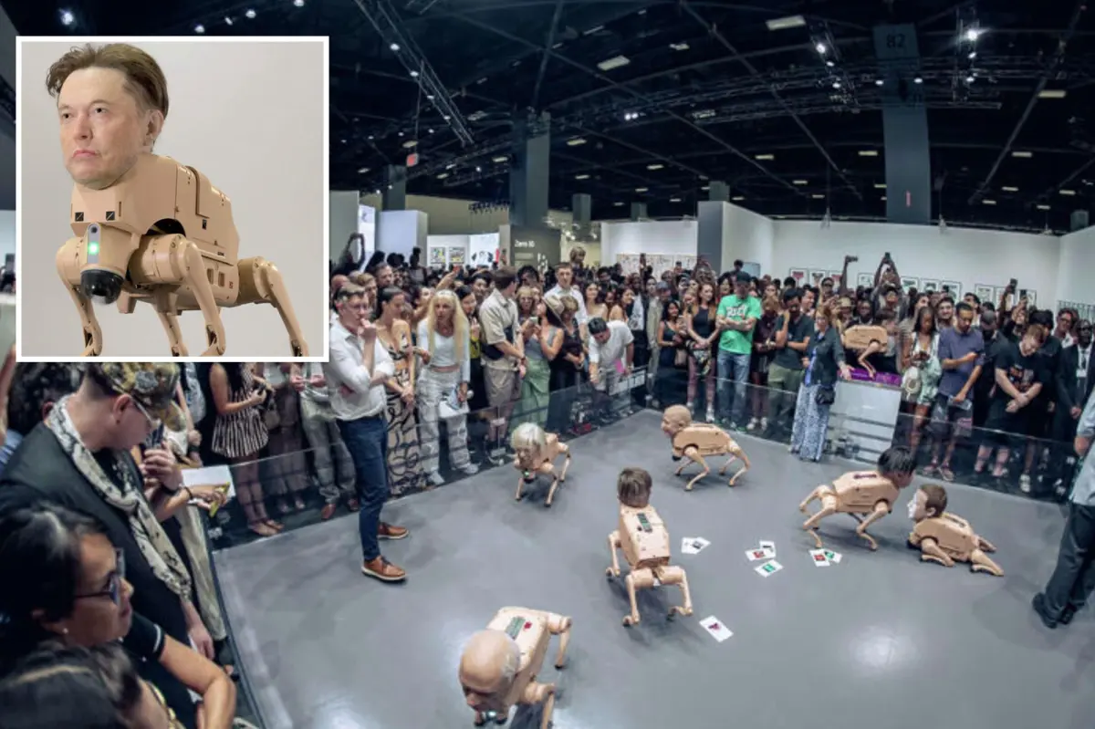 Frightening Elon Musk robot showcased at San Francisco art center