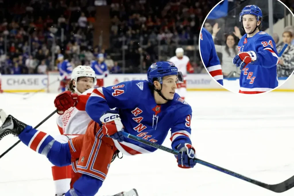 Gabe Perreault achieves a new high in a promising season for the Rangers with a hat trick