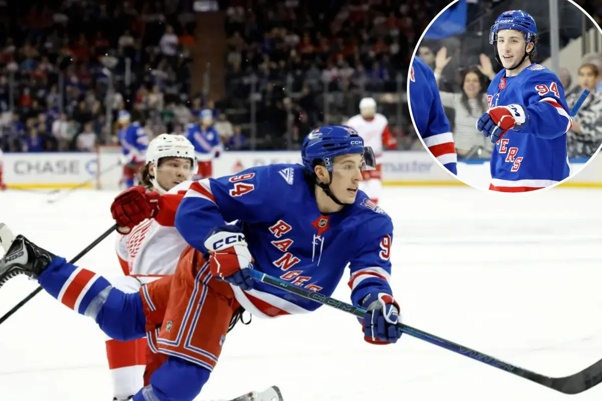 Gabe Perreault achieves a new high in a promising season for the Rangers with a hat trick