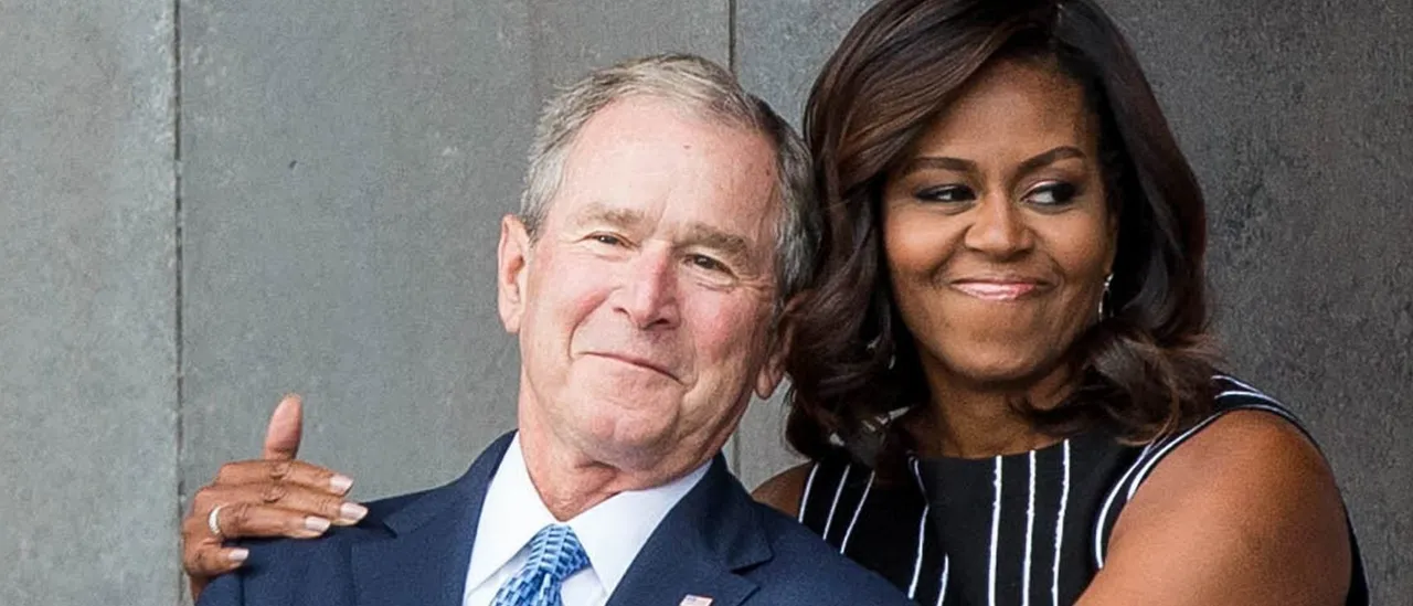 George W. Bush Talks About His Well-Known Moment with Michelle Obama at the Funeral
