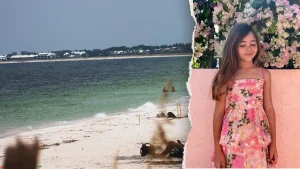 Girl goes back to the beach after a shark attack nearly took her hand.