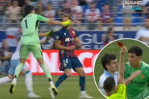 Goalkeeper sent off punches rival as match spirals into disorder