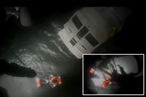 Helicopter saves four people from a stranded yacht in 12-foot waves near Long Island: dramatic footage