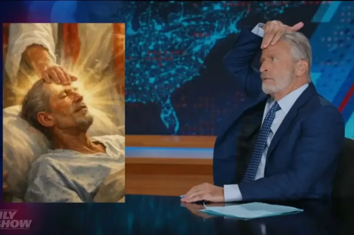 Jon Stewart responds to striking similarity of Trump's Jesus meme: 'Am I alright'