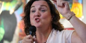 Katie Porter hints at defending truckers who don't speak English from Trump during an unusual debate moment